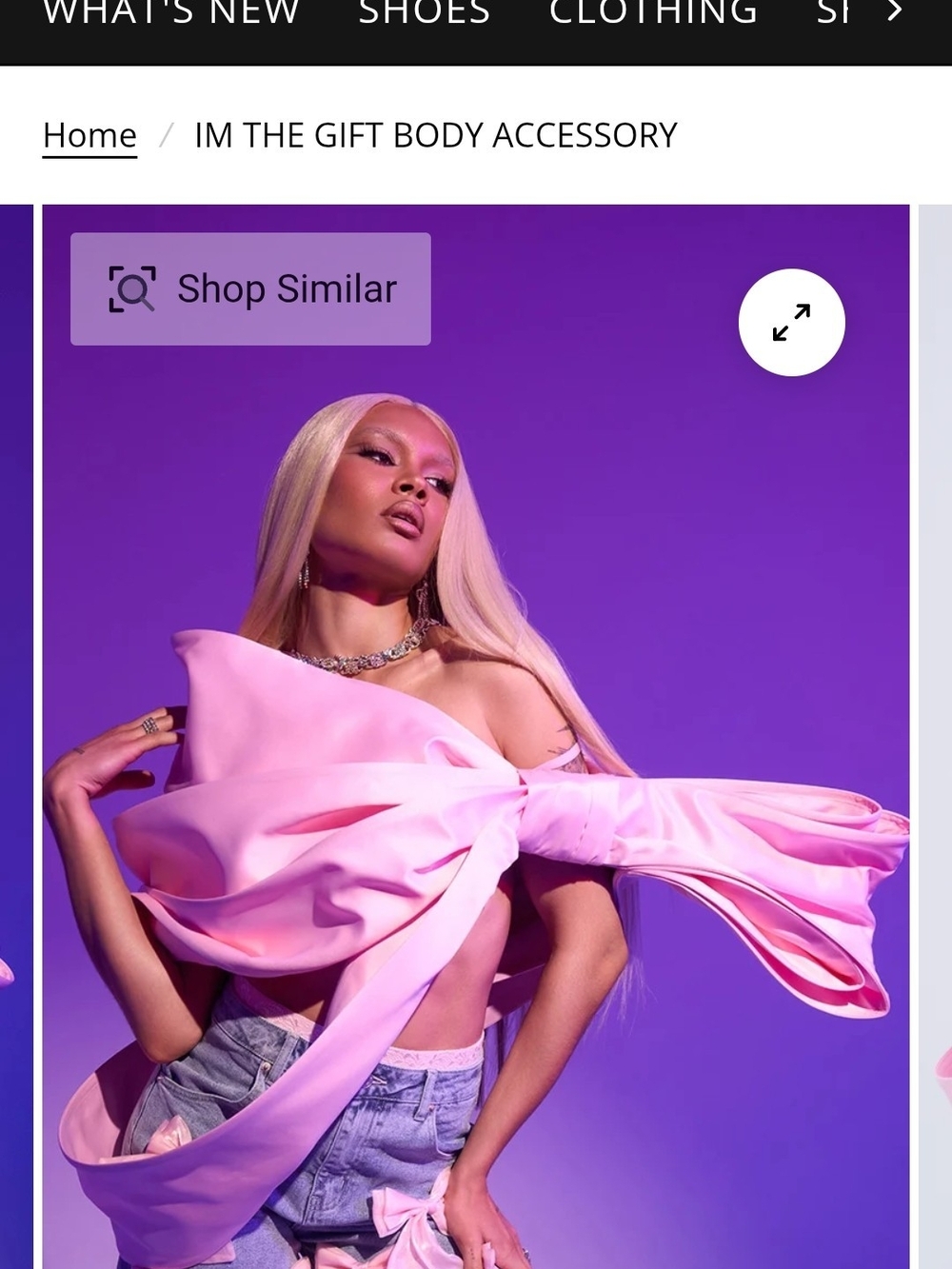 AKIRA "I'M the GIFT"Pink Satin Oversized Bow Body Accessory